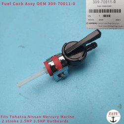 Tohatsu M3.5 Genuine Fuel Cock OEM# 309-70011-0 for Nissan Mercury Mariner &more 2.5-3.5HP 2-Stroke Outboards