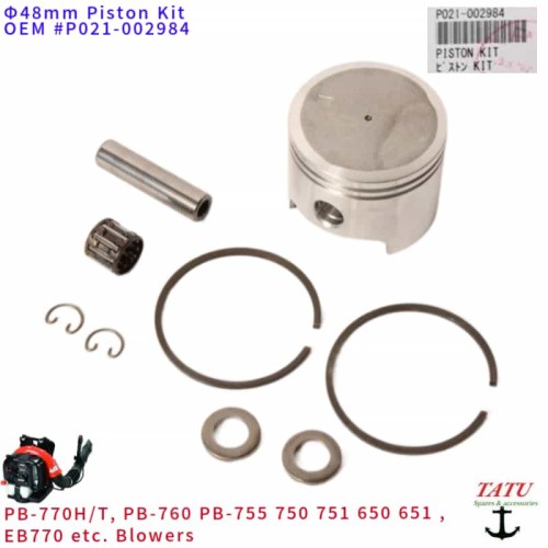Echo PB-770 Genuine 48mm Piston Kit P021-002984 For PB-760, PB755, PB750, PB751, PB650, PB651, Shindaiwa EB770 & EB633 63.3cc Blowers